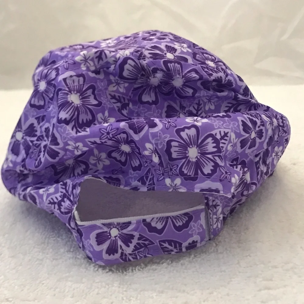 Girl's Adjustable Purple Floral Designer Hat